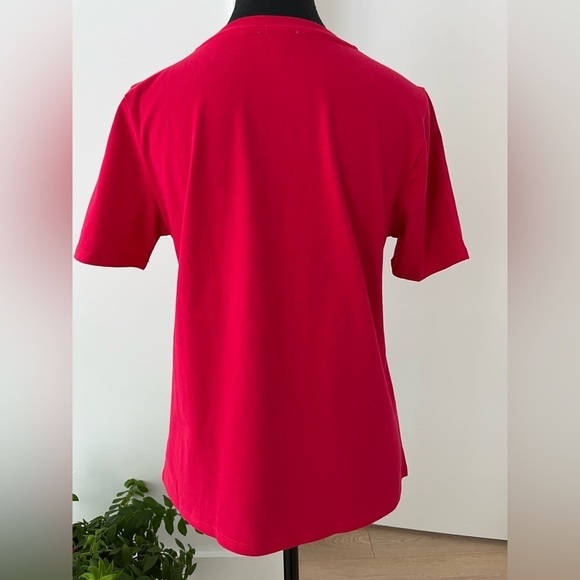 ELLA MOSS Red Short Sleeve Love Embroidered T-Shirt Travel Weekend 100% Cotton - Picture 3 of 11